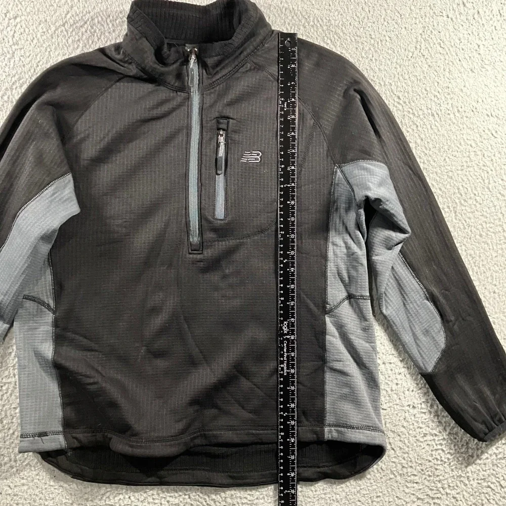 New Balance Jacket Mens M 1/4 Zip Pullover Running Black Grid Fleece‎ NB Outdoor